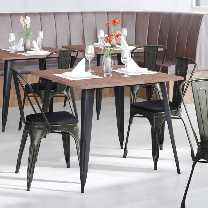 All-Weather Commercial Stack Chair & Poly Resin Seat - Black-Antique Gold/Black