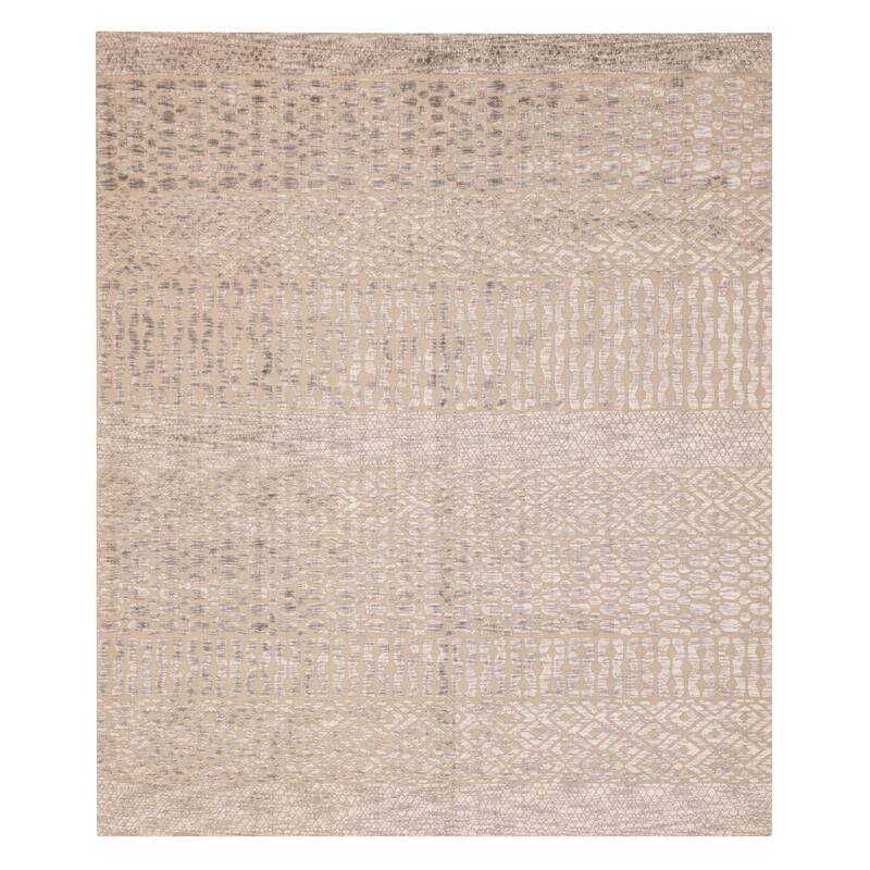 ECARPETGALLERY Hand Loomed Elysian Khaki Viscose, Wool Rug - 8'4 x 9'9