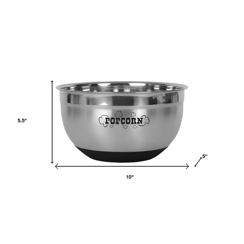 HomeRoots Sleek Stainless Steel Popcorn Serving Bowl - 10.00 in. x 5.50 in. x 5.00 in.