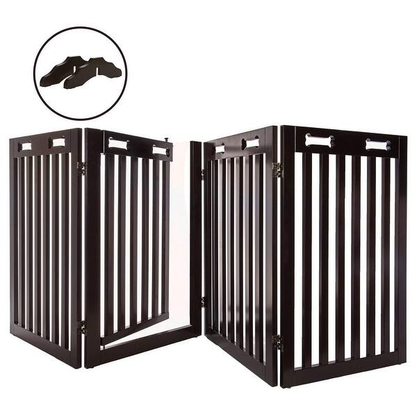 Shop Arf Pets Free Standing Wood Dog Gate With Walk Through Door Expands Up To 80 Wide 31 5 High Overstock 26951833
