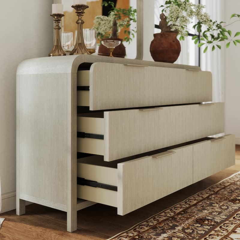 Roundhill Furniture Tavari 6-Piece Bedroom Set with Panel Bed, Dresser, Mirror, Two Nightstands, and Chest in Light Gray