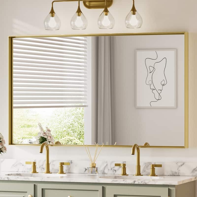 Keonjinn Aluminum Framed Wall Mount Bathroom Vanity Mirror