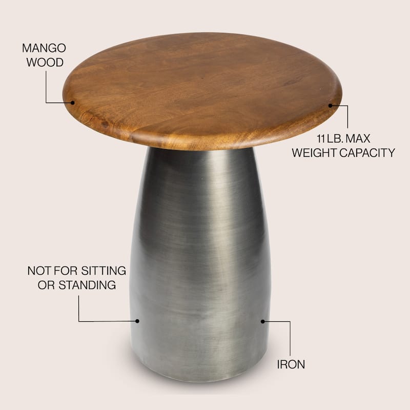 Skye 18" Square Wood/Metal Accent Table - 15.75L x 15.75W x 18H