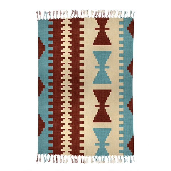 MEDITERRANEAN MULTI Beach Blanket with Tassels By Becky Bailey - 38 x 80. Opens flyout.