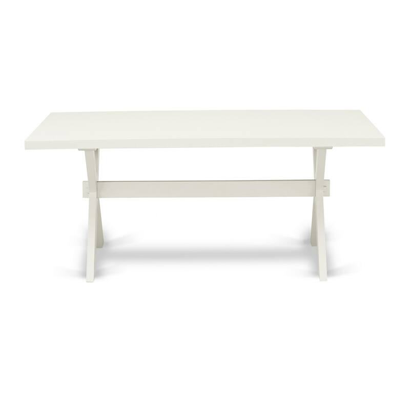 HomeStock 7-Piece Distressed Jacobean Finish Solid Wood Top Dining Table with 6 Parson-Chairs