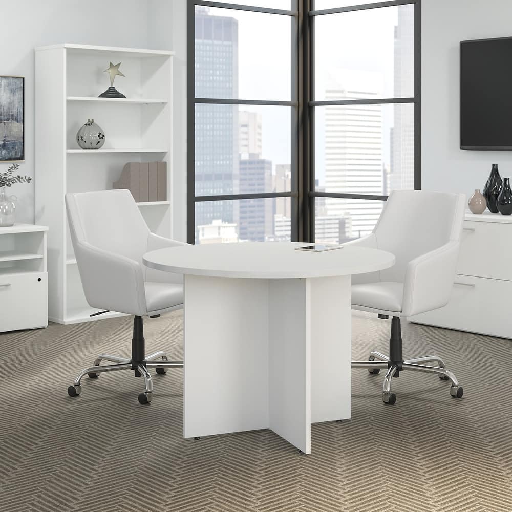 Bush Business Furniture 42W Round Conference Table with Wood Base