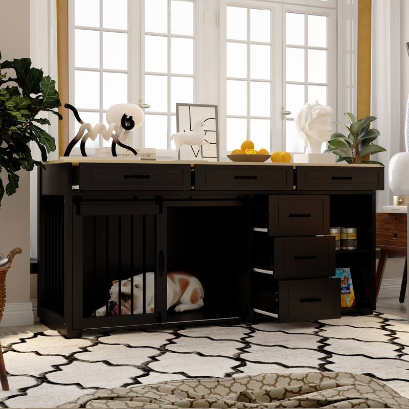 Large Capacity ,6 Drawers ,Multi-Purpose Dog Crate Kennel Furniture