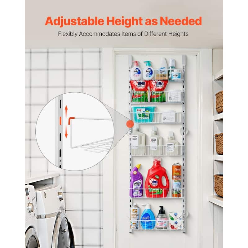 Pantry Organizer with Adjustable Baskets Wall Mount & Over Door Rack