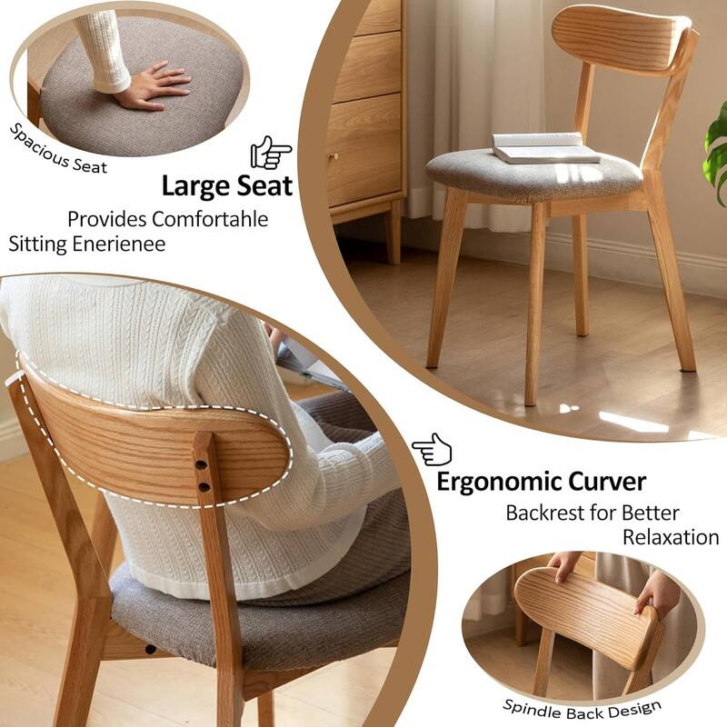 Spruce & Spring Upholstered Dining Chair Wooden Set of 4 Wood Chair Solid Chair Table Chair