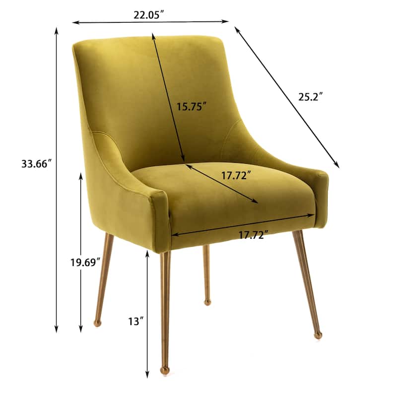 Clihome Stainless Steel Frame Dining Velvet Side Chairs(Set of 2)