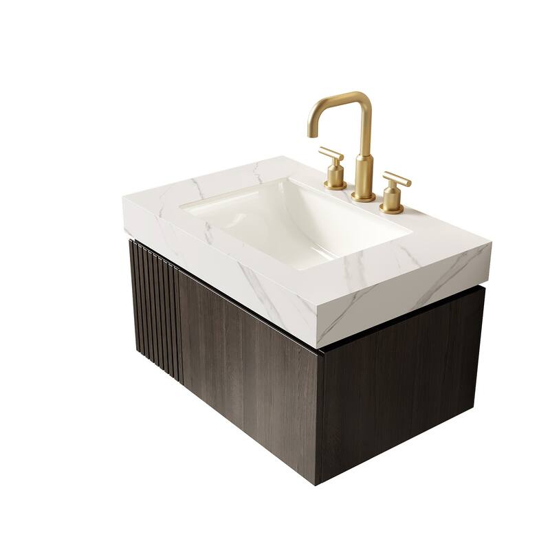 Floating Storage Bathroom Vanity with 3 Pre-drilled Faucet Holes