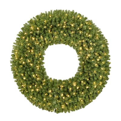 Puleo International 60" Pre-Lit Artificial Utah Spruce Wreath with 210 Warm White LED Lights
