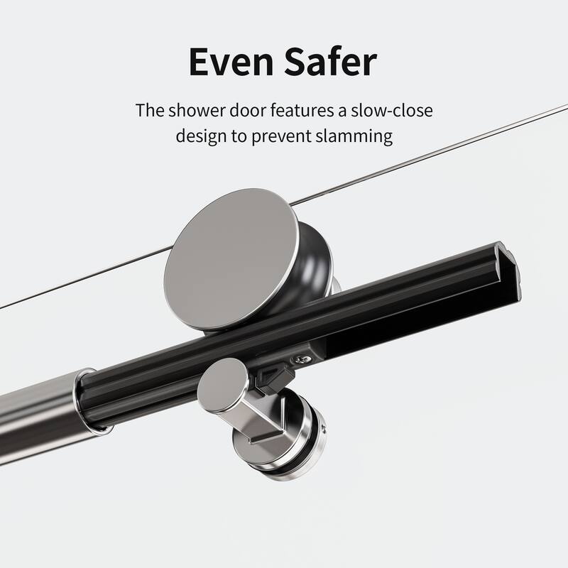 46-48" Frameless Sliding Shower Door with Soft-Close, 8mm Tempered Glass, Adjustable Single Bypass Design - 48x76"