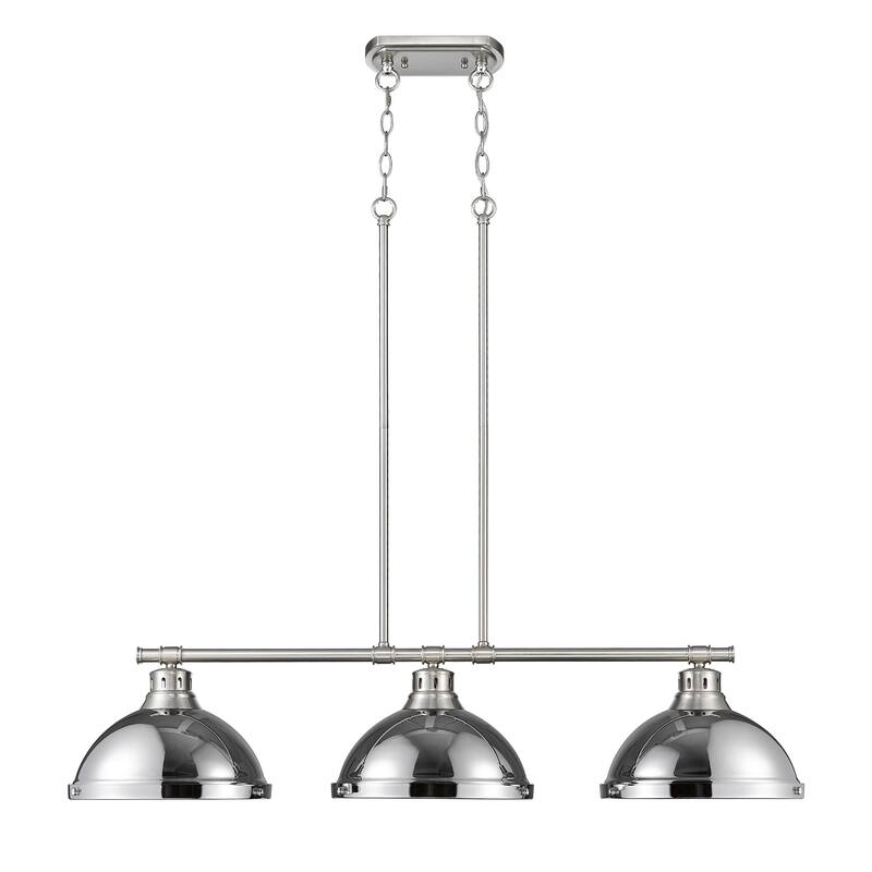 Yep by Golden Lighting Duncan 3-light Island Light in Pewter and Chrome shade