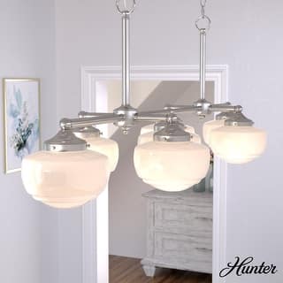 Hunter Saddle Creek Linear Chandelier, Clear Glass, Dining Room Table, Kitchen Island