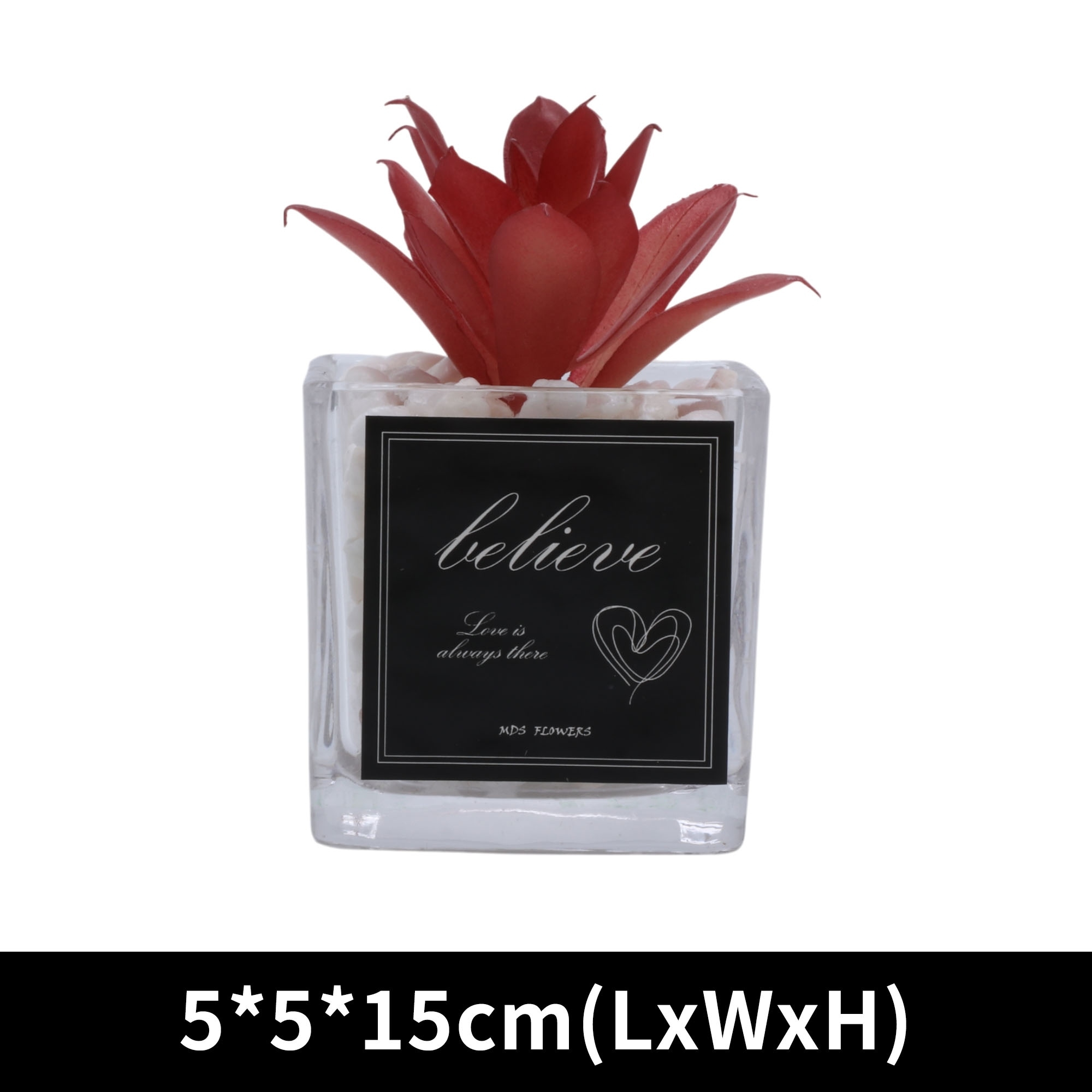 1 Pcs Fake Trees Glass Pebble Succulent Display Plastic Green 5x5x8cm