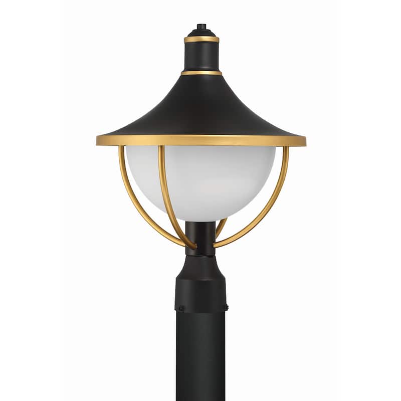 Atlas 1 Light Matte Black and Textured Gold Outdoor Post - 13.5"W x 18.5"H x 13.5"D