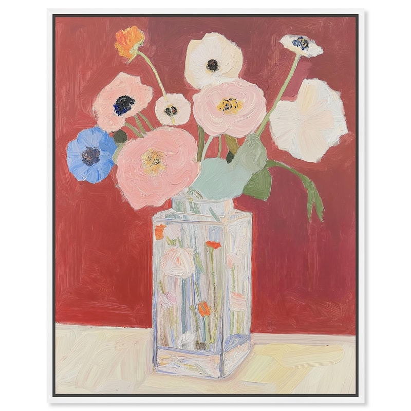 Anemones in a Vase I Canvas by Art Remedy - 36" x 45" - White