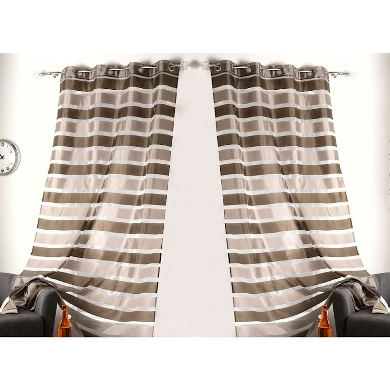 Striped Sheer Extra Wide Window Curtain Panel - Light-Filtering Drape for Modern Home Decor