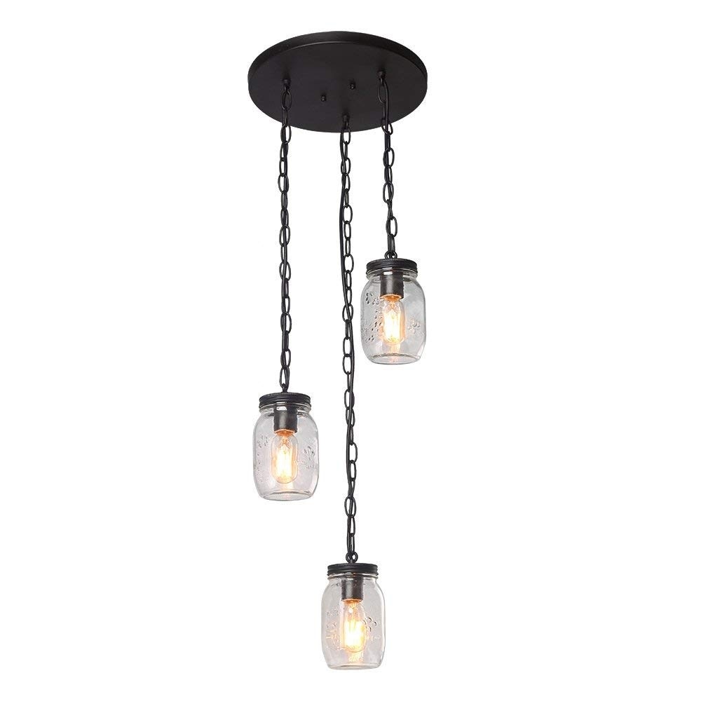 3 Light Spiral Chandelier Gl Mason Jar Chain Ceiling Fixture 3 Light Spiral Chandelier Gl Mason Jar Chain Ceiling Fixture
