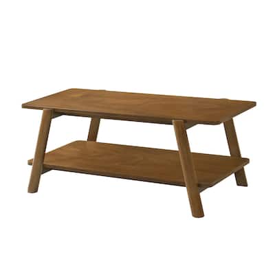 Metz Mid-Century Modern Wood Shelf Coffee Table, Walnut Finish