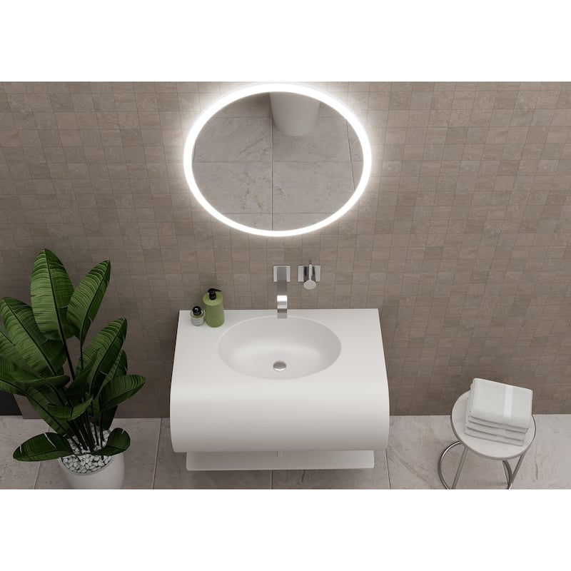 Soprano 30" Wall Mounted S Shape Sink with Shelf - No Faucet Hole