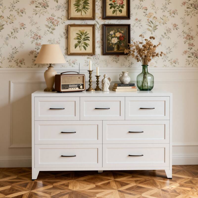 Bedroom Dresser Metal Storage Cabinet with Drawers, Space-Saving Chest of Drawers for Bedroom Living Room Entryway