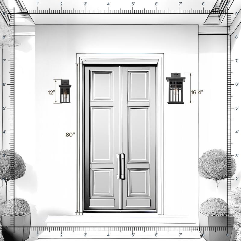 Modern Farmhouse Outdoor Wall Light with Clear Glass for Front Porch