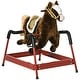 preview thumbnail 1 of 8, Plush Spring Rocking Horse for Kids, Self-Moving with Sound Effects, Soft Huggable Body, 132 lbs Capacity dark Brown