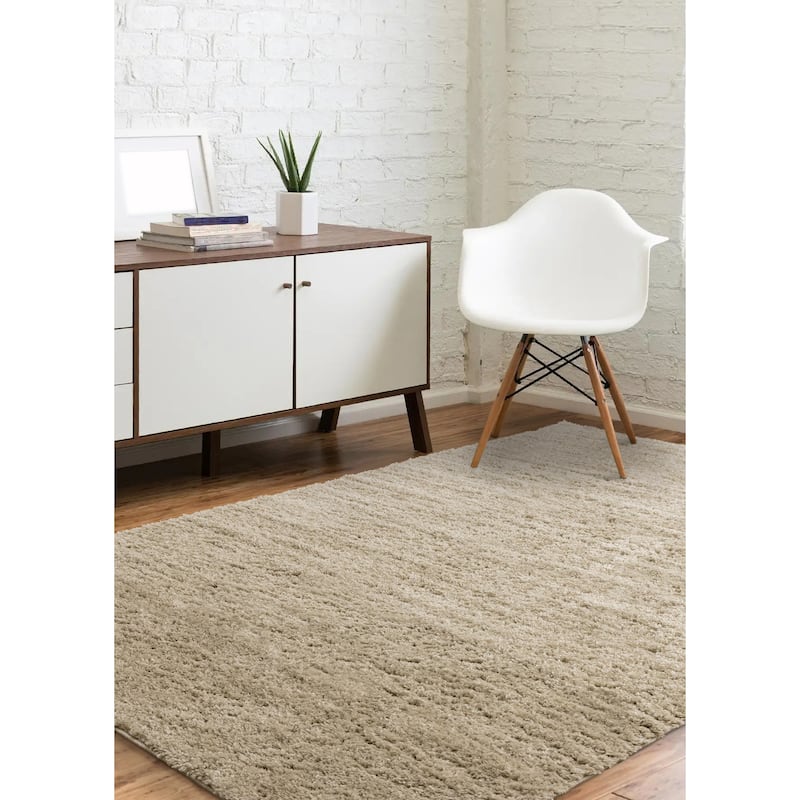 Taylor Collection - Plush Beige Shag Area Rug