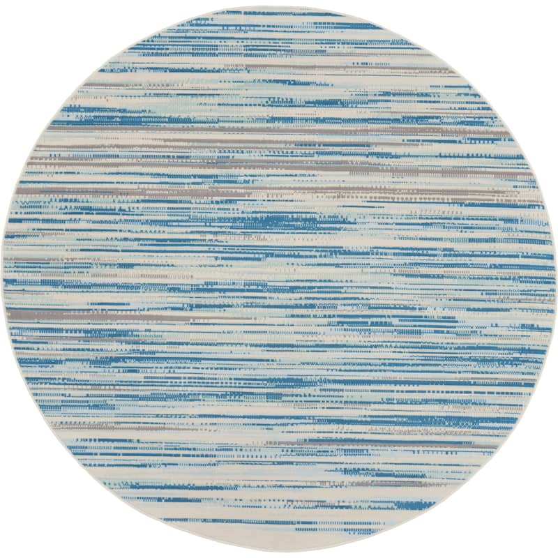 Jubilant Indoor Abstract Area Rug - 8' Round - Blue - Round