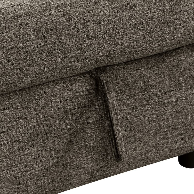 95" Velvet Sectional Sofa with Storage Chaise and 2 Stools and Reversible L-Shape Sofa Bed