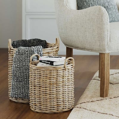 East at Main Handmade Natural Rattan Baskets (Set of 2)
