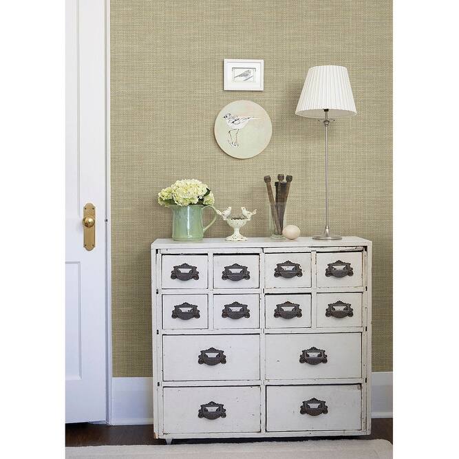 Brewster Hartman Neutral Faux Grasscloth Wallpaper - 20.5in x 396in x 0.025in