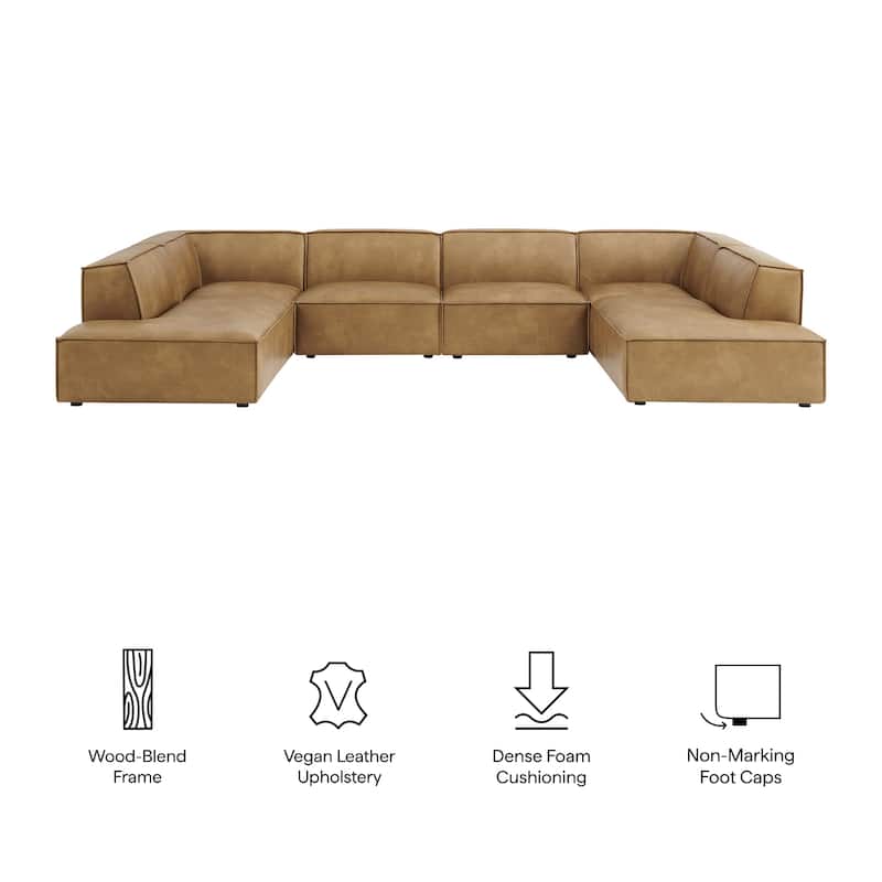 Restore 6-Piece Vegan Leather U-Shaped Armless Sectional Sofa
