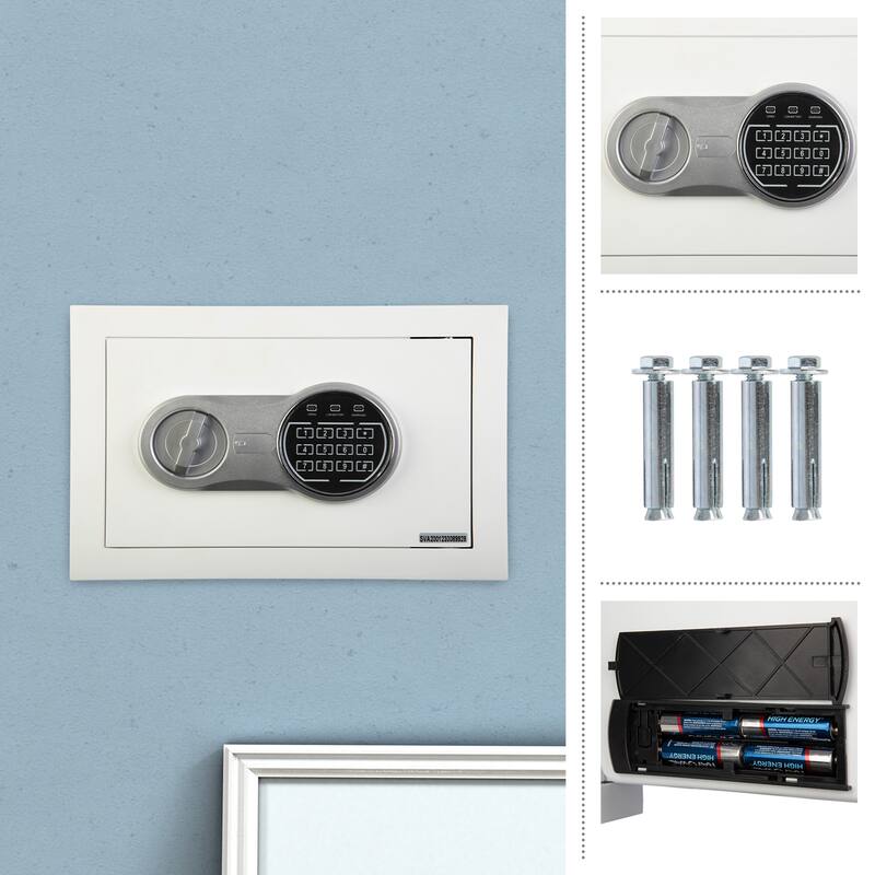 Wall Safe - Digital Safety Box with Passcode for Quick Access and Backup Key - Personal Safe for Cash - Wall Safes by Paragon