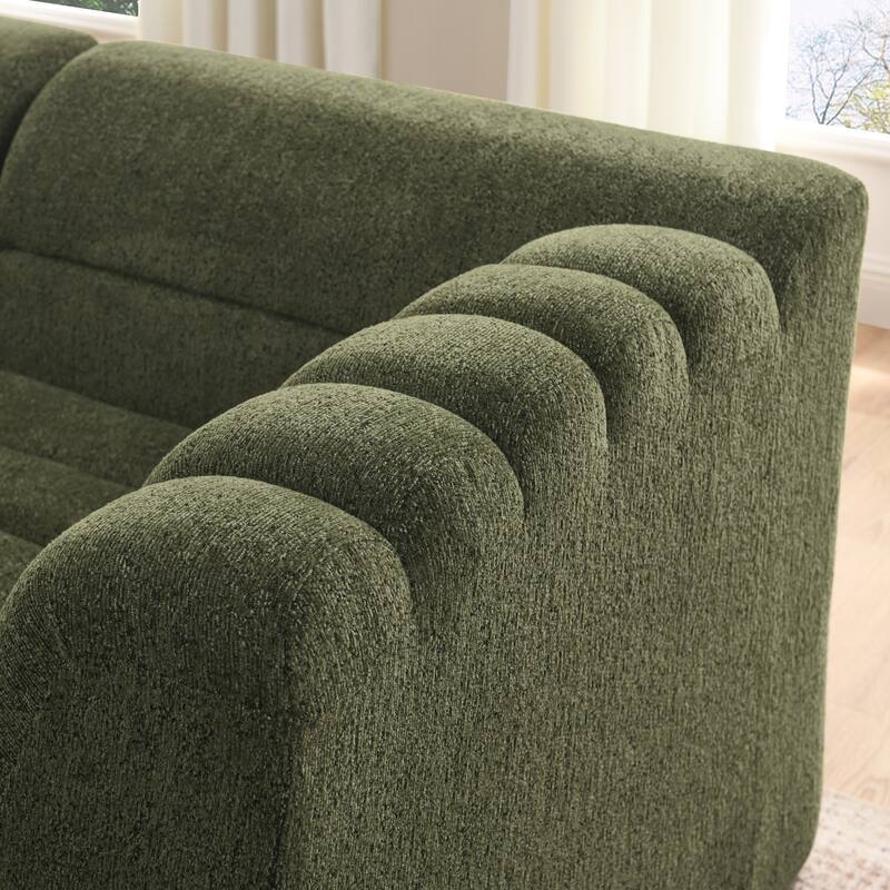 Roomfitters L-Shaped Modular Sectional Sofa with Chaise, Chenille Upholstery and Wave-Shaped Armrest