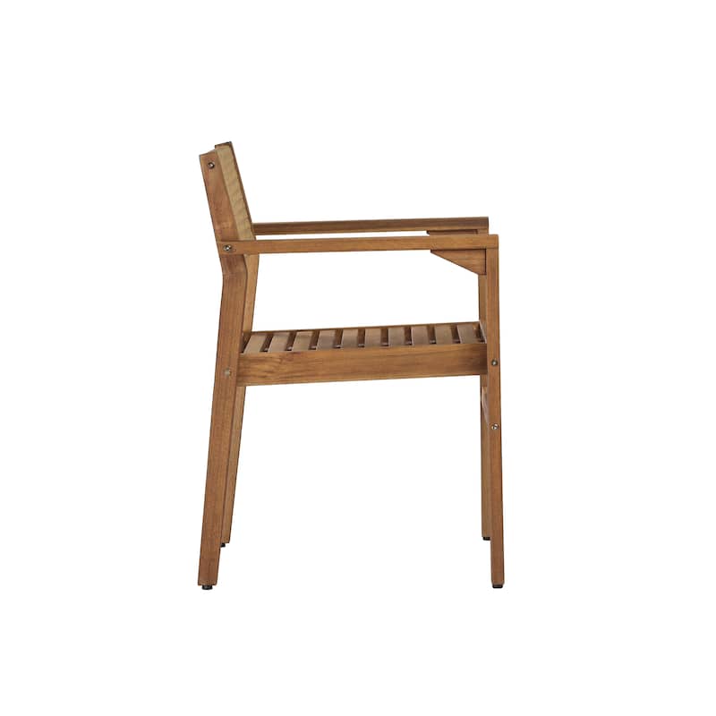 Christopher Knight Home - Modern Outdoor & Indoor Acacia Wood Dining Chairs Set with Wicker Backrest and Armrests
