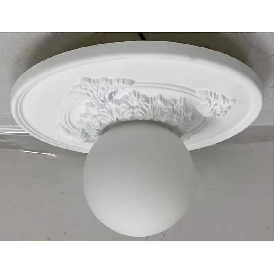 1-Light Opal Glass Flush Mount Ceiling Light - White - 14 in W × 7.9 in H