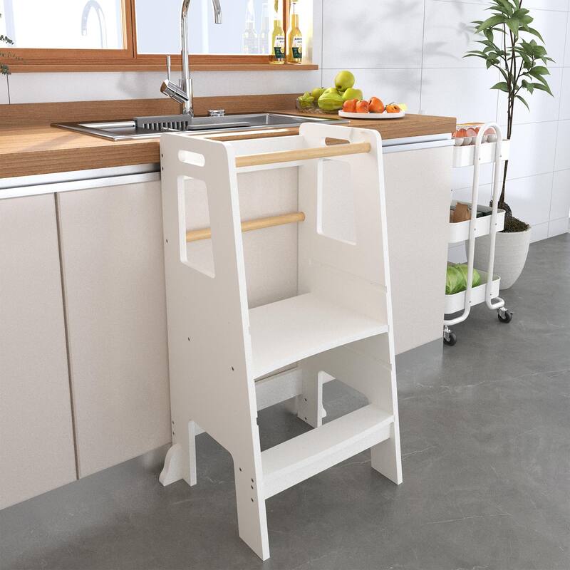 Kids Standing Tower, Child Kitchen Step Stool Toddler Wood Stepping Stool - Children's Montessori Stool - Adjustable Height