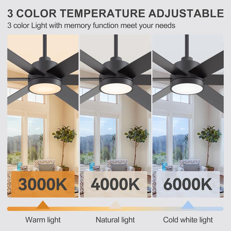 60" Reversible 10-Blade LED Ceiling Fan with Light and Remote