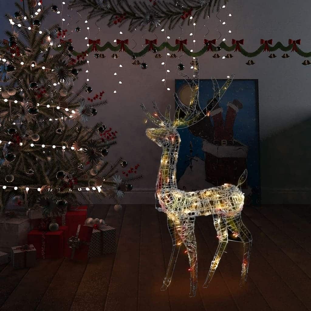 vidaXL Acrylic Reindeer Christmas Decoration 140 LEDs 4 ft Colorful - Multicolor - 2 x 1 x 4 ft