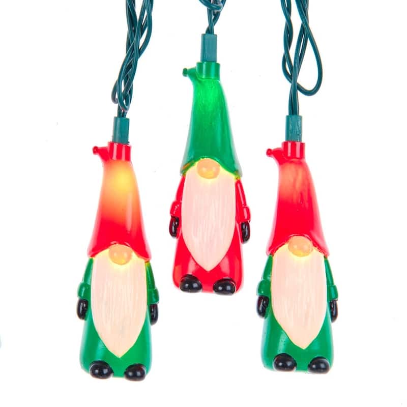 Kurt Adler UL 10-Light Red and Green Gnome Light Set - N/A