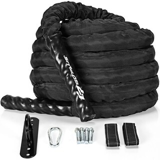 Goplus 40FT Battle Rope 1.5'' Diameter Exercise Rope w/Anchor Strap ...