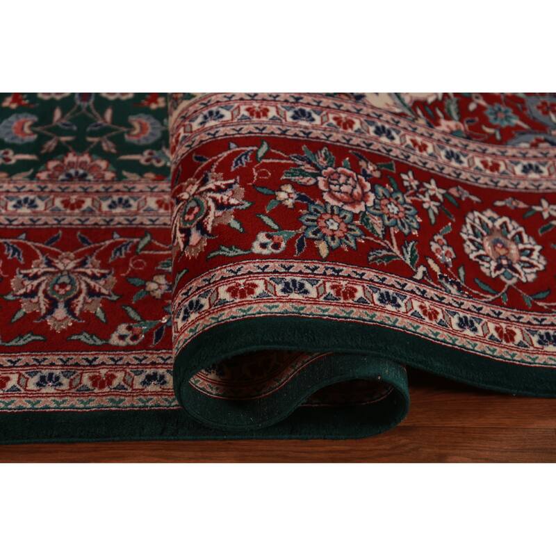 Vegetable Dye Green Aubusson Chinese Rug Hand-Knotted Wool Carpet - 8'7"x 11'8"