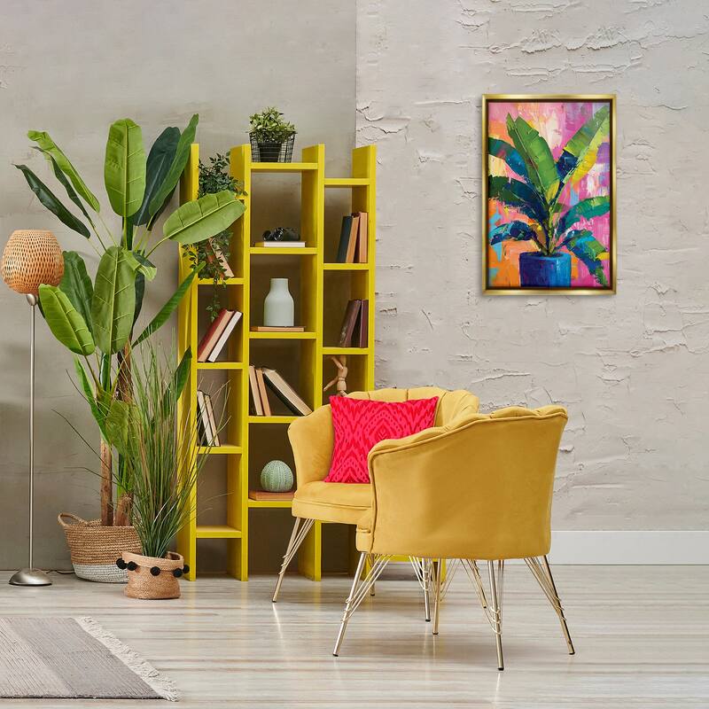 Stupell Modern Bright House Plant Framed Floater Canvas Wall Art Design By LSR Design Studio