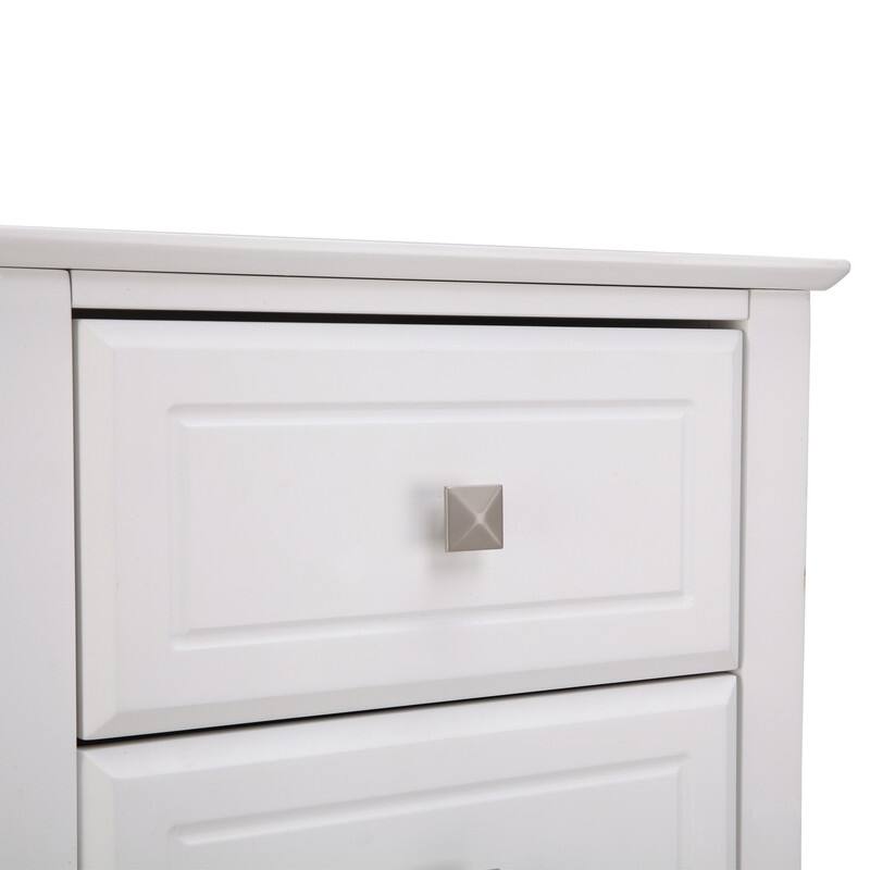 Three Drawer White Nightstand