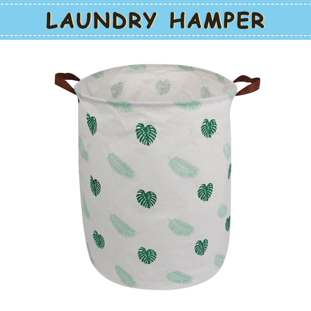 Green White-Hedgehog Foldable Clothes hampers Laundry hampers,Round waterproof Laundry Basket large Collapsible Laundry Hampers