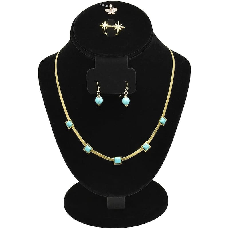 Jewelry Display Necklace Bust , Black Velvet - S