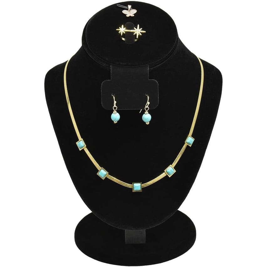 Jewelry Display Necklace Bust , Black Velvet - S